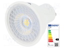 LED lamp; neutral white; GU10; 220/240VAC; 480lm; 6.5W; 110°