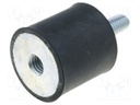 Vibration damper; M8; Ø: 30mm; rubber; L: 30mm; Thread len: 20mm