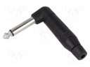 Plug; Jack 6,35mm; male; mono; angled 90°; for cable; soldering