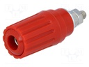 Socket; 4mm banana; 25A; red; insulated; crimped