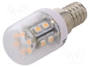 LED lamp; warm white; E14; 230VAC; 80lm; 1.2W; 300°; 2700K