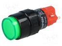 Switch: push-button; Pos: 2; SPDT; 3A/220VAC; 2A/24VDC; green; none