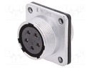 Socket; female; WS; PIN: 5; flange (4 holes),for panel mounting