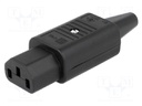 Connector: AC supply; plug; female; 10A; 250VAC; IEC 60320; C13 (F)