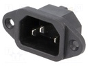 Connector: AC supply; socket; male; 10A; 250VAC; IEC 60320; C14 (E)