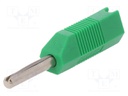 Plug; 4mm banana; 16A; 50VDC; green; 2.5mm2; Plating: nickel plated