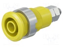 Socket; 4mm banana; 32A; yellow; nickel plated; Overall len: 33mm