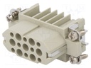 Connector: HDC; contact insert; female; DD; PIN: 15; 15+PE; crimped