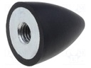 Vibration damper; M6; Ø: 20mm; rubber; L: 24mm; H: 6mm; 113N