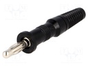 Plug; 4mm banana; 10A; 60VDC; black; Max.wire diam: 4mm