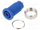 Socket; 4mm banana; 24A; blue; nickel plated; screw,on panel