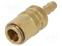 Quick connection coupling; straight; 10bar; Mat: brass; Seal: FPM