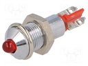 Indicator: LED; prominent; 12÷14VDC; Cutout: Ø6.2mm; IP40; metal