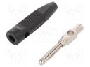 Plug; 4mm banana; 16A; 50VDC; black; with 4mm transversal socket