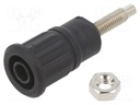 Socket; 4mm banana; 32A; 1kV; black; nickel plated; on panel