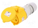 Connector: AC supply; plug; female; 32A; 110VAC; IP44; Layout: 2P+PE