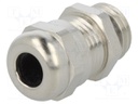 Cable gland; M12; IP68; Mat: brass; Body plating: nickel