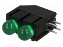 LED; in housing; green; 5mm; No.of diodes: 2; 20mA; 60°; 2.2÷2.5V