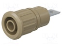 Socket; 4mm banana; 32A; 1kV; brown; nickel plated; on panel