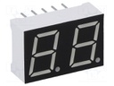 Display: LED; 7-segment; 10mm; 0.39"; No.char: 2; red; 10mcd; anode