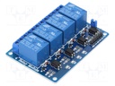 Module: relay; Channels: 4; 5VDC; max.250VAC; 10A