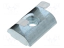 Nut; for profiles; Width of the groove: 8mm; V: with spring leaf