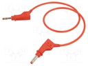 Test lead; 19A; banana plug 4mm,both sides; Len: 0.5m; red