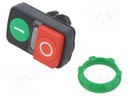 Switch: double; Stabl.pos: 1; 22mm; green/red; IP20; Pos: 2; Ø22mm