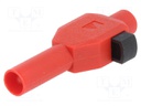 Plug; 4mm banana; 10A; 600V; red; Plating: nickel plated