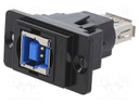 Coupler; USB A socket,USB B socket; DUALSLIM; USB 3.0; metal