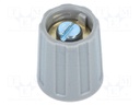 Knob; without pointer; ABS; Shaft d: 4mm; Ø13.5x15.5mm; grey