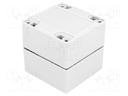 Enclosure: multipurpose; X: 80mm; Y: 80mm; Z: 80mm; ABS; IP65; screwed