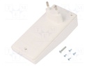 Enclosure: for power supplies; X: 120mm; Y: 56mm; Z: 18mm; ABS; white