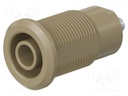 Socket; 4mm banana; 24A; 1kV; brown; nickel plated; on panel