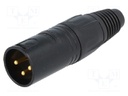 Plug; XLR; male; PIN: 3; straight; for cable; soldering; 16A; 3.5÷8mm