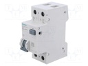 RCBO breaker; Inom: 10A; Ires: 30mA; Poles: 1+N; 230/400VAC; DIN