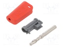 Plug; 4mm banana; 19A; 30VAC; 60VDC; red; nickel plated; 2.5mm2