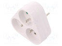 Connector: AC supply; splitter; Layout: 2P+PE; white; 250VAC; 16A