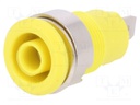 Socket; 4mm banana; 24A; 1kV; Cutout: Ø12.2mm; yellow; gold-plated