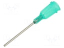 Dispensing Tip, Needle, Stainless Steel, TE Series, Green, 1 ", 50 Pack