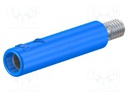 Socket; 4mm banana; 32A; blue; nickel plated; screw; insulated