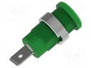 Socket; 4mm banana; 36A; 1kV; green; nickel plated; on panel,screw