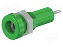 Socket; 4mm banana; 25A; Cutout: Ø8.3mm; green; nickel plated