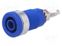 Socket; 4mm banana; 32A; 1kVDC; blue; nickel plated; on panel; 40mm