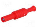 Plug; 4mm banana; 36A; 1kVAC; red; insulated; 63mm; 8mΩ; on cable