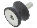 Vibration damper; M8; Ø: 30mm; rubber; L: 20mm; Thread len: 23mm