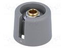Knob; with pointer; polyamide; Shaft d: 4mm; Ø20x16mm; grey
