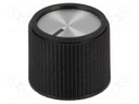 Knob; with pointer; aluminium,thermoplastic; Shaft d: 6mm; black