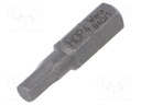 Screwdriver bit; Allen hex key; HEX 4mm; Overall len: 25mm