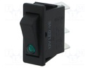 ROCKER; SPST; Pos: 2; OFF-ON; 12A/250VAC; black; LED 12VDC; -25÷85°C